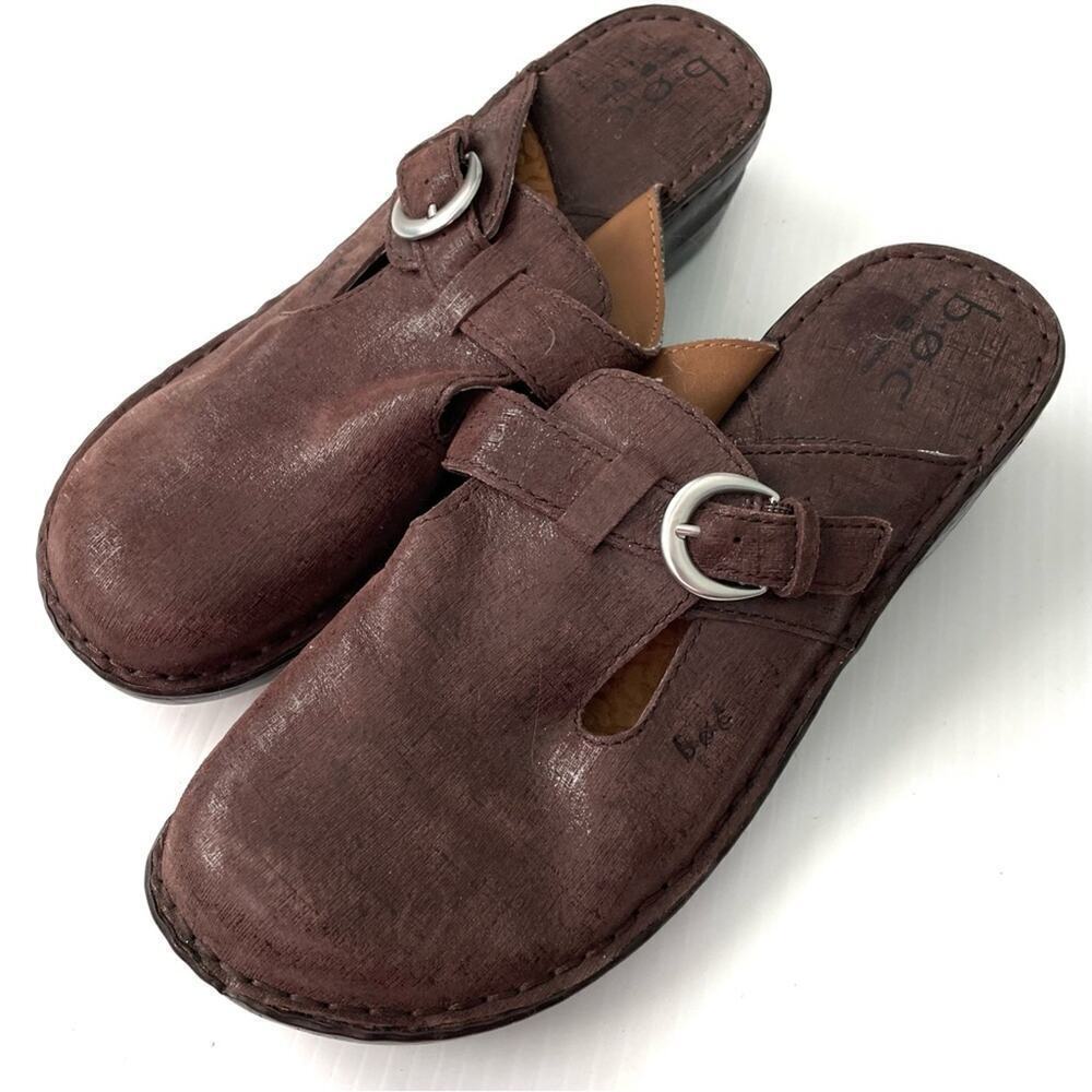 B.o.c clog mule brown shoes with buckle detail size 10
